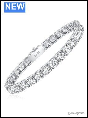 Moissanite Tennis Bracelet 925 Sterling Silver D Color 16.5ct 8in
